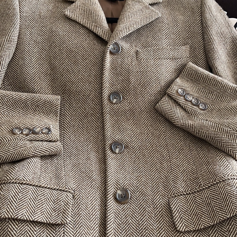 Ralph Lauren Blue Label Brown Wool Herringbone Blazer Jacket Tailored - Picture 8 of 13